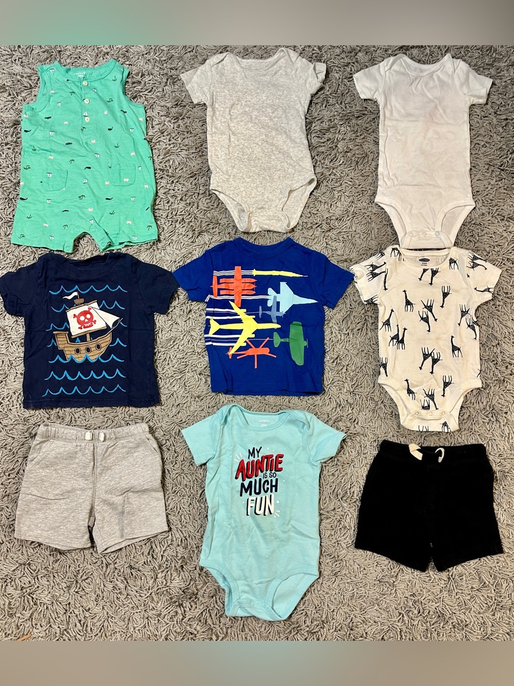 Light Aqua Baby One-Piece Bodysuit with 'My Auntie Is So Much Fun' Print